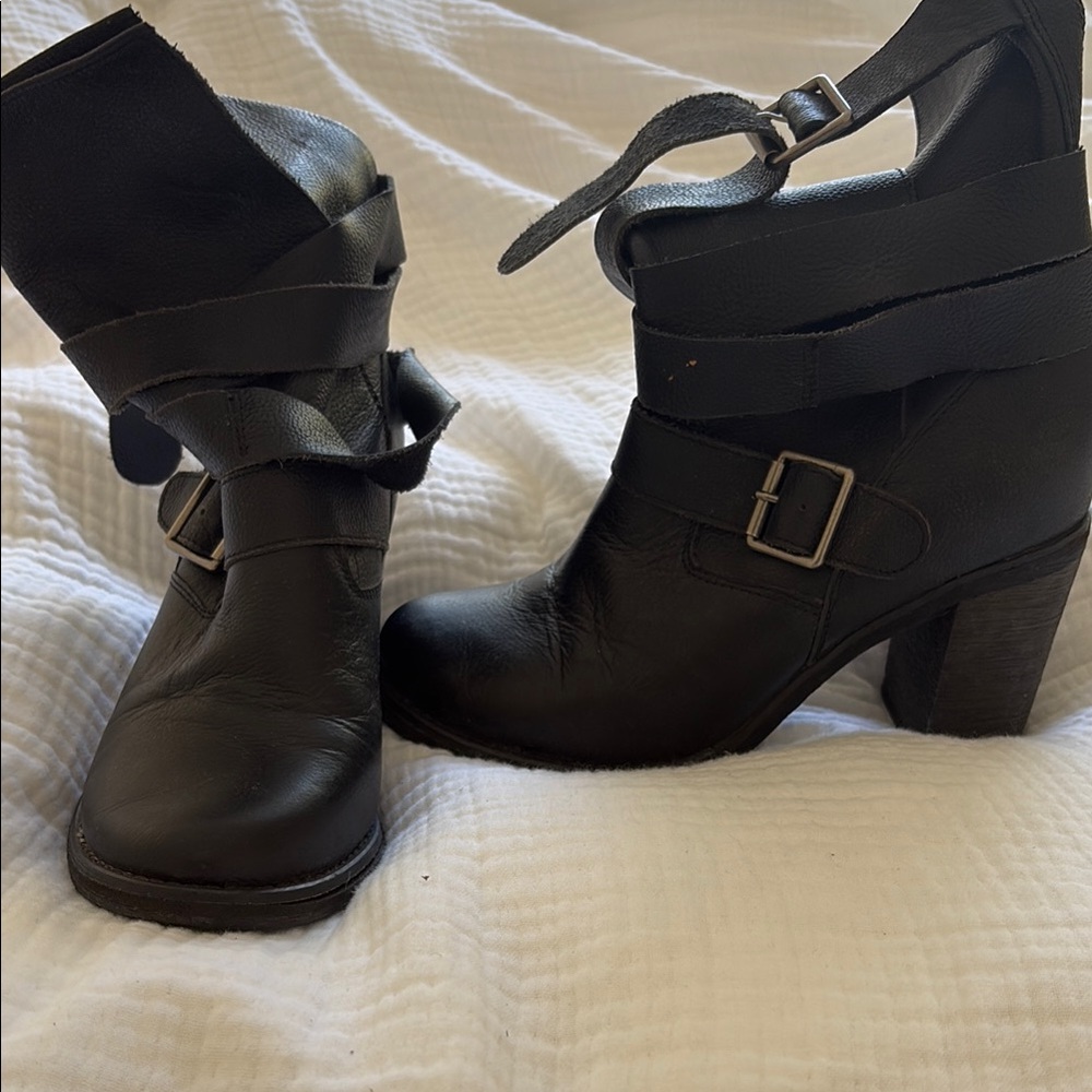 Jeffrey Campbell leather buckle boots
